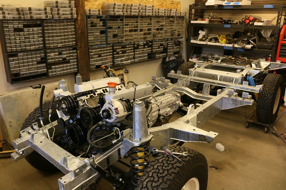 1993 Land Rover Defender rolling chassis.