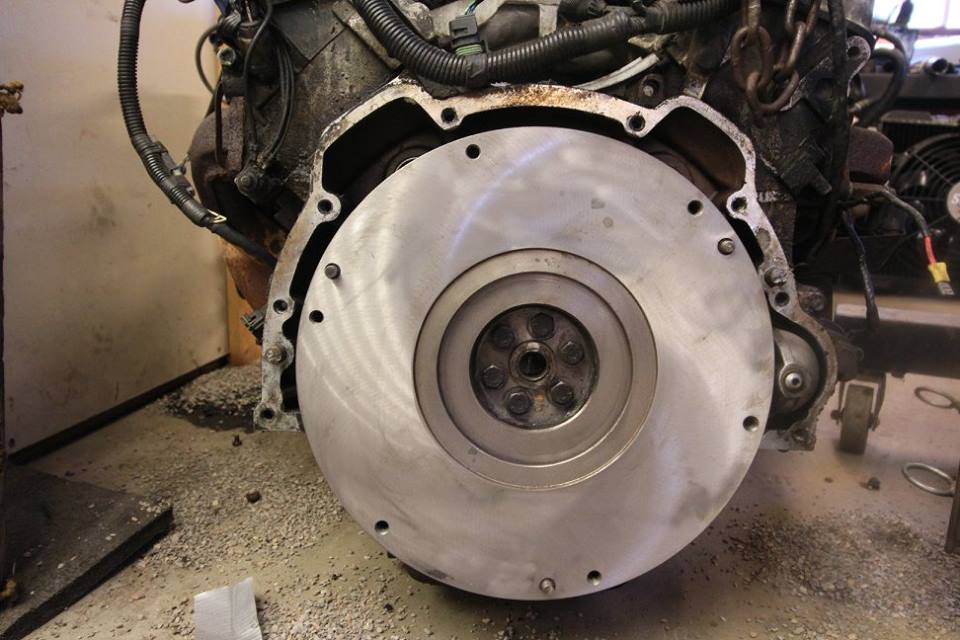 The clutch was badly worn so the flywheel was resurfaced and a new clutch was installed.