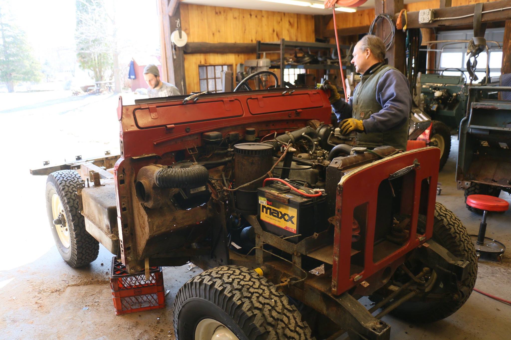 The Land Rover tear down commences.