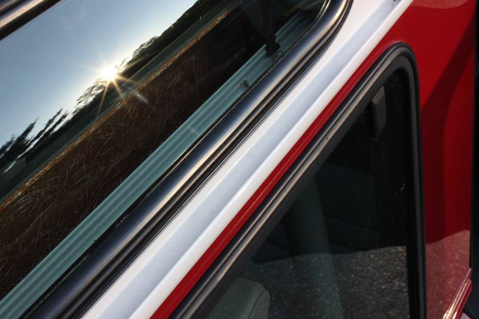 New Alpine window seals are installed on the freshly painted roof. Self-leveling seam sealer was used to seal the roof gutters because the original seam sealer had shrunk and cracked.