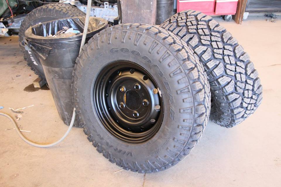 Goodyear Duratrac tires are mounted to genuine Land Rover Wolf wheels.